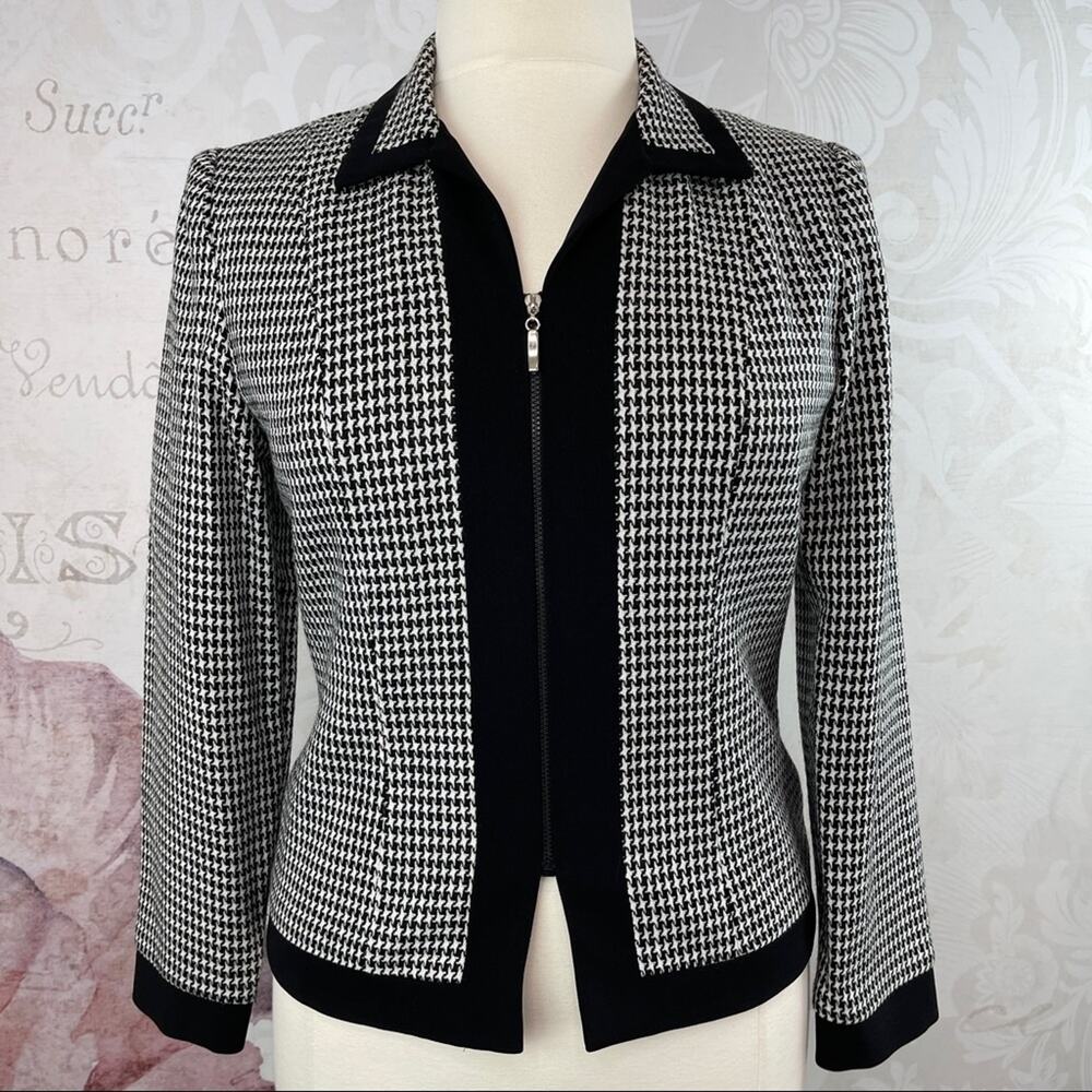 Danny & Nicole Vintage Houndstooth Jacket Zip Front Size 12